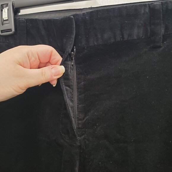Lands' End Y2K Black Stretch Velour Velvet Casual Bootcut Leg Pants Fit 2 Sz 12 - Picture 3 of 7